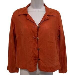Citron Santa Monica Ramie/Cotton Blend Long Sleeve Crop Top in Burnt Orange Sz S